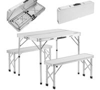 CASARIA® Mesa Bancos Plegables Camping Picnic para 4 Set Portátil Jardín Aluminio Multifuncional 90x60cm
