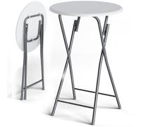 CASARIA Mesa Bar Alta Plegable Redonda 60x110Cm Blanco