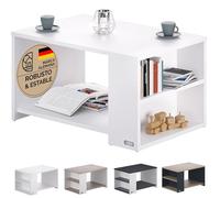 CASARIA® Mesa de Centro 90x60x50cm Estante y 2 Compartimentos Carga hasta 50kg Mesita de Salón Auxiliar