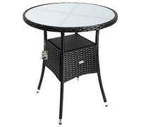 CASARIA® Mesa de Jardin Poliratan 60cm Redonda Altura Regulable Resistente Capacidad Carga 80kg Negra