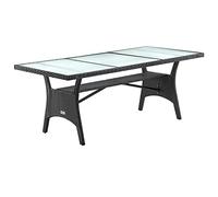 CASARIA® Mesa para Jardín Comedor 190x90x74cm Mueble Terraza Estante Vidrio de Seguridad Mesas Exterior Negro