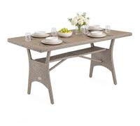 CASARIA® Mesa para Jardín Comedor 190x90x74cm Mueble Terraza Tablero WPC con Repisa Mesas Exterior Crema