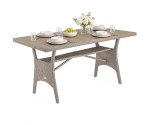 CASARIA® Mesa para Jardín Comedor 190x90x74cm Mueble Terraza Tablero WPC con Repisa Mesas Exterior Crema