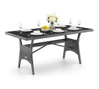 CASARIA® Mesa para Jardín Comedor 190x90x74cm Mueble Terraza Tablero WPC con Repisa Mesas Exterior Gris
