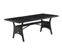 CASARIA Mesa para Jardín Comedor 190x90x74cm Mueble Terraza Tablero WPC con Repisa Mesas Exterior Negro