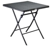 CASARIA® Mesa Plegable Jardín Poliratán Acero Ligera Intemperie 65x65x75cm Soporta 60Kg Camping
