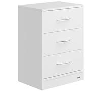 CASARIA® Mesita de Noche 3 Cajones Mesilla Auxiliar Agujero para Cable Almacenamiento 54x39x28cm Blanco
