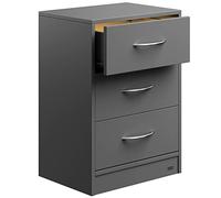 CASARIA® Mesita de Noche 3 Cajones Mesilla Auxiliar Cajón con Luz LED Almacenamiento 54x39x28cm Antracita