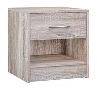 CASARIA® Mesita de Noche Mesilla Dormitorio Cama Mesa Auxiliar Salón con Cajón Amplio Moderno Resistente Estable 41x39x28cm Mueble Cómoda Roble