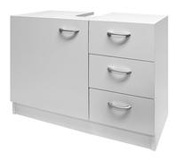 Casaria Mueble Bajo Lavabo Armario Baño 63x54x30cm Blanco | MDF, 3 Cajones, 1 Puerta, Almacenaje, Toallas, Utensilios Baño, Abertura para Sifón, Organizador, Mueble, Orden, Accesorios