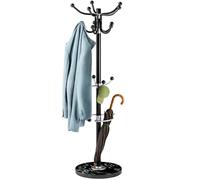 CASARIA® Perchero de Pie, Forma de Árbol, Percheros Pasillo,14 Ganchos, Base Mármol, Recibidor Entrada, Colgador Chaquetas Sombreros Ropa Resistente Bolsos 175x37cm