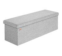 CASARIA Puff Almacenaje Plegable Taburete Reposapiés Gris | Capacidad 130L, con Tapa Acolchada, Carga 300Kg, Aspecto Lino, Otomana Salon, Dormitorio, Pie de Cama, 115x40x40 cm