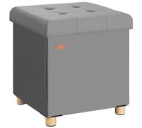 CASARIA® Puff Almacenamiento Terciopelo Antracita Plegable Incl. Pies 38x38cm Capacidad Carga 300kg 40L Salón Dormitorio Pasillo Taburete Reposapiés