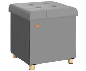 CASARIA® Puff Almacenamiento Terciopelo Antracita Plegable Incl. Pies 38x38cm Capacidad Carga 300kg 40L Salón Dormitorio Pasillo Taburete Reposapiés