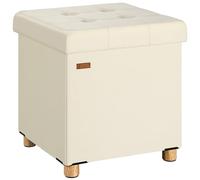CASARIA® Puff Almacenamiento Terciopelo Beige Plegable Incl. Pies 38x38cm Capacidad Carga 300kg 40L Salón Dormitorio Pasillo Taburete Reposapiés