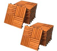 CASARIA® Set 22x Baldosas Jardín Exterior 30x30cm Losetas Antideslizantes con Drenaje Suelo Terraza Balcón Sistema Click Acacia Quattro Mosaico Resistente a la Intemperie 2m²