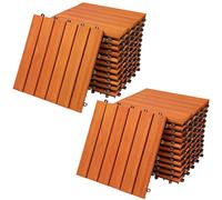CASARIA® Set 22x Baldosas Jardín Exterior 30x30cm Losetas Antideslizantes con Drenaje Suelo Terraza Balcón Sistema Click Aspecto Madera Eucalipto 6 Tablones Resistente a la Intemperie 2m²