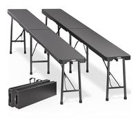 CASARIA® Set 2x Bancos Jardín Exterior Plegables 183cm Portátil 8 Personas Asiento Multifuncional hasta 200Kg Mobiliario Interior Asa Lateral Transporte Camping Catering Fiestas Patio Picnic Antracita