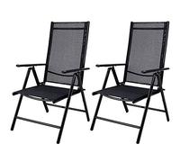CASARIA Set 2X Sillas Jardín Aluminio Reclinables 8 Posiciones Negro