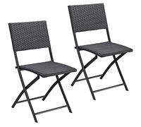 CASARIA® Set 2X Sillas Poliratán Plegables Resistentes 120kg Fácil Guardar Transportable Intemperie