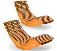 Casaria Set 2X Tumbonas Mecedora Plegable Acacia FSC 160kg Jardín Terraza | 154x60x78cm, Balanceo Suave, Ergonómica, Madera Acacia Preaceitada, Resistente Intemperie, Exterior, Sauna, Balcón, Patio