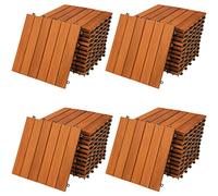 CASARIA® Set 44x Baldosas Jardín Exterior 30x30cm Losetas Antideslizantes con Drenaje Suelo Terraza Balcón Sistema Click Aspecto Madera Eucalipto 6 Tablones Resistente a la Intemperie 4m²
