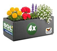 CASARIA Set 4X Jardineras Exterior 80L Macetero Rectangular Antracita