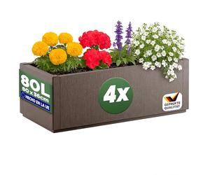 CASARIA Set 4X Jardineras Exterior 80L Macetero Rectangular Terracota