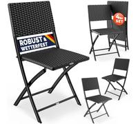 CASARIA® Set 4X Sillas Poliratán Plegables Resistentes 120kg Fácil Guardar Transportable Intemperie