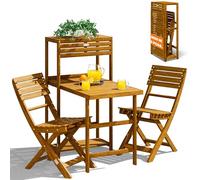 CASARIA® Set Muebles de Balcón Plegables 3Pzs Madera Acacia Resistente Intemperie Certificación FSC® Juego Terraza