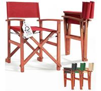 CASARIA® Silla de Director Plegable Madera de Eucalipto Certificación FSC® con Reposabrazos Carga hasta 160 kg Funda Lavable Altura Asiento 46 cm Exterior Jardín Balcón Camping