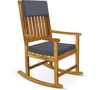 CASARIA® Silla Mecedora Reposabrazos Acacia 160Kg Funda Lavable Jardín Balcón Terraza Resistente Intemperie Interior Exterior Cojines Antracita