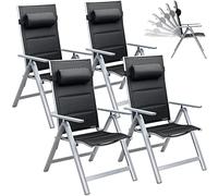 CASARIA® Sillas de Jardín Exterior Ajustable 8 Posiciones Carga 120KG Aluminio 4 Unid. Plegables Terraza Balcón