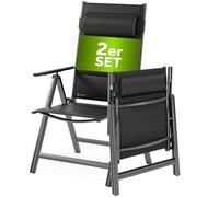 CASARIA® Sillas de Jardín Exterior Plegables Set de 2 Acolchadas Respaldo Alto Reclinable 8 Posiciones Carga 120Kg Aluminio Resistente Intemperie Estables Terraza Camping