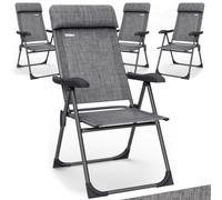 CASARIA® Sillas de Jardín Plegables Set de 4 Respaldo Alto Ajustable en 7 Posiciones Reclinable Marco Aluminio Estables Ligeras Exterior Terraza Balcón Camping