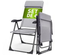 CASARIA® Sillas de Jardín Plegables Set de 4 Respaldo Alto Ajustable en 7 Posiciones Reclinable Marco Aluminio Estables Ligeras Exterior Terraza Balcón Camping