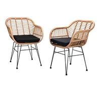 CASARIA Sillas de Jardín Set de 2 Poliratán con Cojines | Reposabrazos, Resistentes Intemperie, Carga 120Kg, Protectores de Suelo, Fundas Lavables 30 °C, Estructura Acero