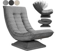 CASARIA Sillón Relax Giratorio Respaldo Ajustable Gris | 360°, Carga 150Kg, Suave Acolchado, Egonómico, Manual, Base, Funda Poliéster, Plegable, Resistente, 60x105x87 cm