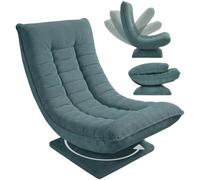 CASARIA Sillón Relax Giratorio Respaldo Ajustable Pana Verde Grisáceo | 360°, Carga 150Kg, Suave Acolchado, Egonómico, Manual, Base, Funda Pana, Plegable, Resistente, 60x105x87 cm