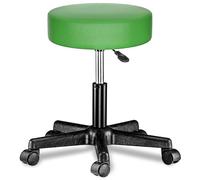 CASARIAŽ Taburete Oficina Giratorio 360° Redondo Ř 35cm con Ruedas Silla Escritorio Trabajo Altura Regulable 46-60cm Acolchado 10cm Resistente Verde