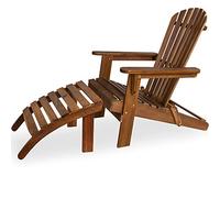 CASARIA Tumbona de Jardín Adirondack 85x69x93 Madera de Acacia Asiento Extra Ancho Plegable Reposapiés