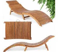 CASARIA Tumbona de Madera Acacia Plegable 190x60cm | Carga 160Kg, Hamaca, Terraza, Patio, Muebles Jardin, Ergonómica, Exterior, Interior, Piscina, Certificado FSC, Asa Transporte