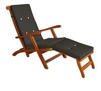 CASARIA Tumbona de Madera con Cojin Plegable Resistente Intemperie 160kg Respaldo Ajustable