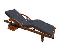 CASARIA® Tumbona Madera Plegable In ojín 200cm Capacidad 320KG Ruedas Mesita Jardín Balcón Terraza