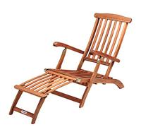 CASARIA® Tumbona Plegable Exterior Madera Acacia Certificado FSC® Silla Jardín Reposabrazos Respaldo Reclinable Carga 160kg Reposapiés Extraíble Resistente Intemperie