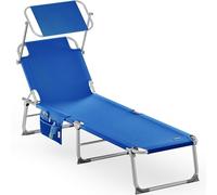 CASARIA® Tumbona Plegable Jardín Playa Reclinable Carga 150Kg Parasol 190x59x29cm Aluminio Piscina