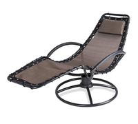 CASARIA® Tumbona Reclinable Ergonómica Carga 120Kg Giratoria 360° de Acero In ojín Silla de Relax Jardín Moca