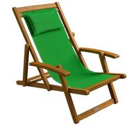 CASARIA Tumbona Silla de Madera Acacia 160Kg 3 Posisiones Plegable Verde