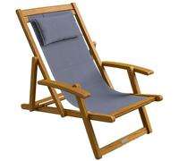 CASARIA Tumbona Silla Madera Acacia 160Kg 3 Posisiones Plegable Antracita
