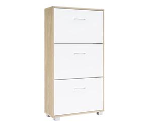 CASARIA® Zapatero 3 Puertas, Estrecho, para 18 Pares, Mueble Organizador de Zapatos, Armario Compacto, Entrada Recibidor Pasillo Salón, Estantería de Madera, Antivuelco, 115x60x25cm